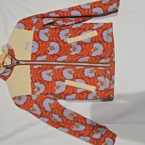 REI Girls Fleece Floral Orange Purple Sweater Size Medium